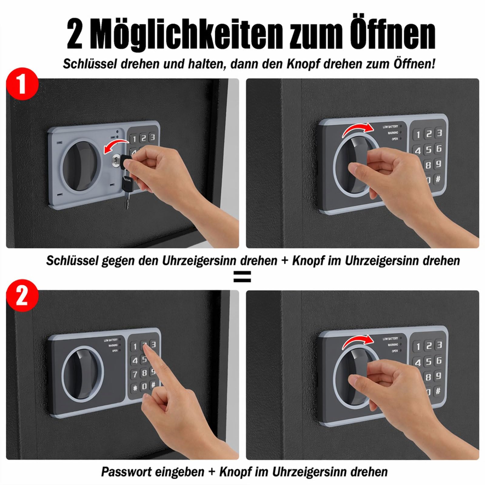 22L Safe Tresor für Zuhause, Möbeltresor feuerfest mit Schlüssel, Alarm & Licht, herausnehmbarem Einlegeboden, wandmontierbar, ideal für Zuhause, Büro und Hotel