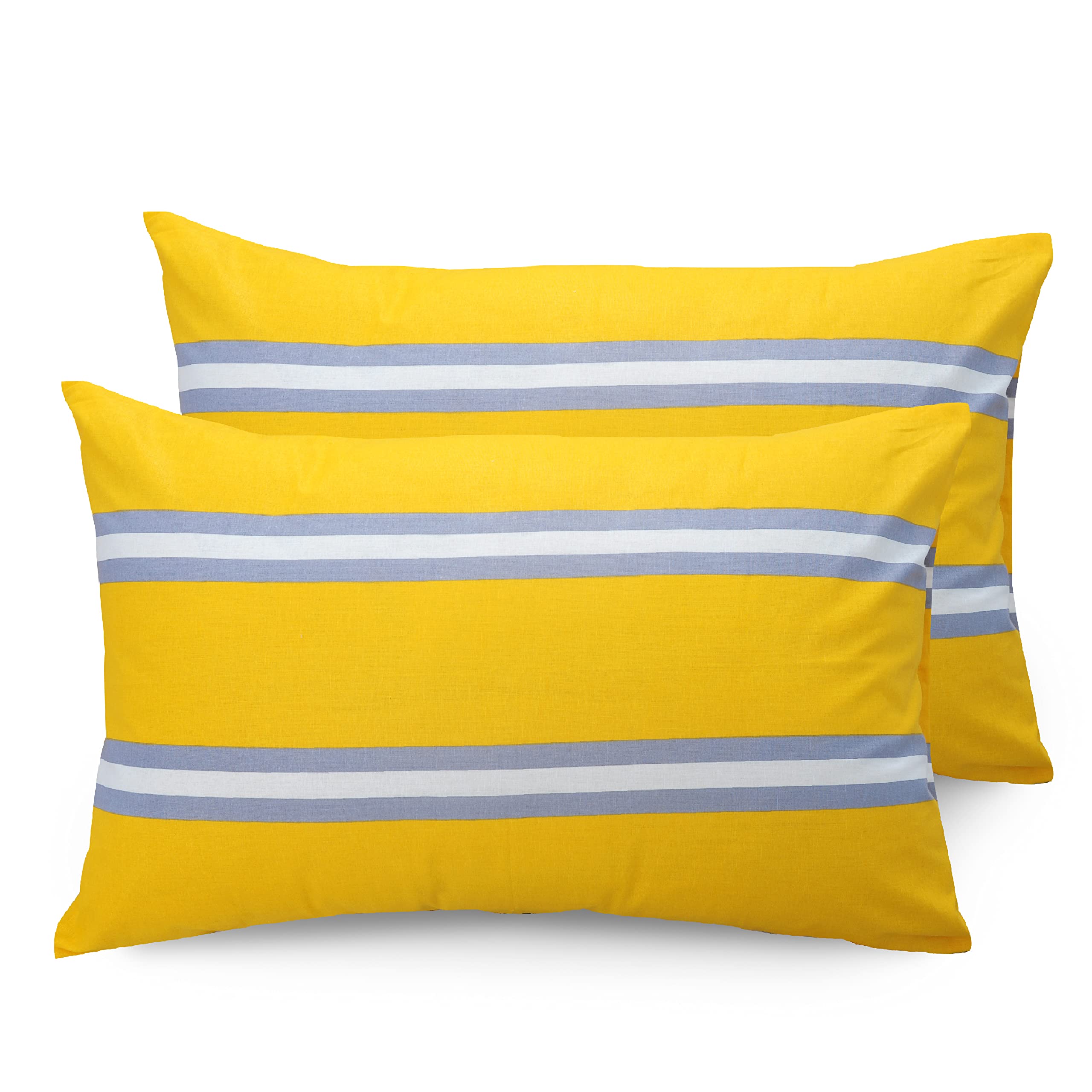 Huesland by Ahmedabad Cotton 144 TC Cotton Pillow Cover Set of 2 - Yellow & Grey (B0BWNF654N) Amazon Price History, Amazon Price Tracker
