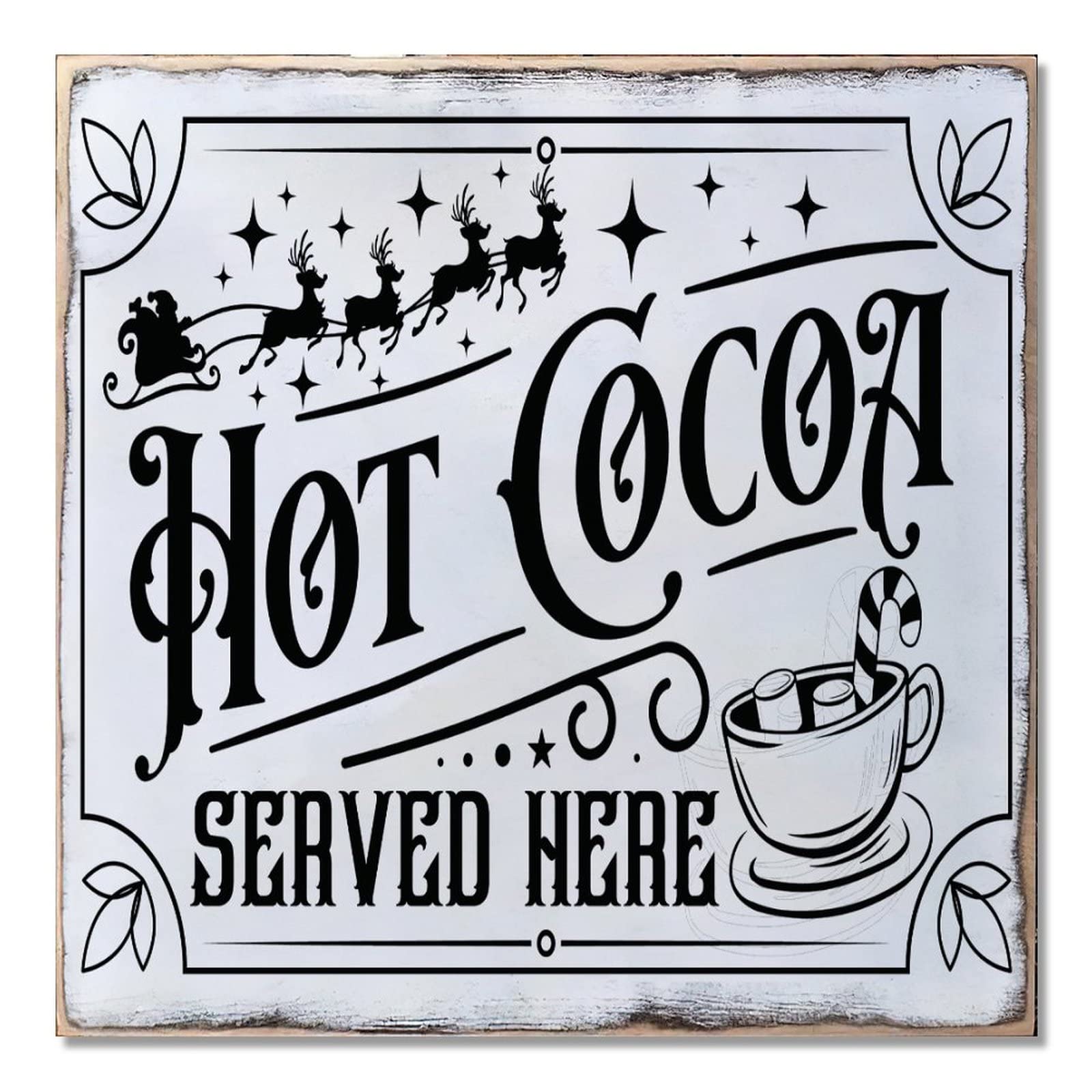 Panneau de Noël Hot Cocoa déco murale bois souvenir enfance