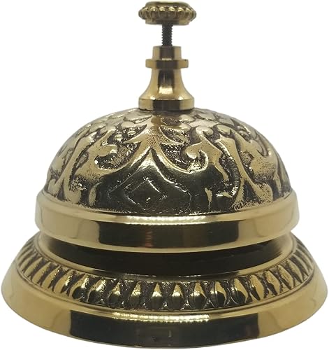 Campana de escritorio de servicio de estilo victoriano de latón macizo