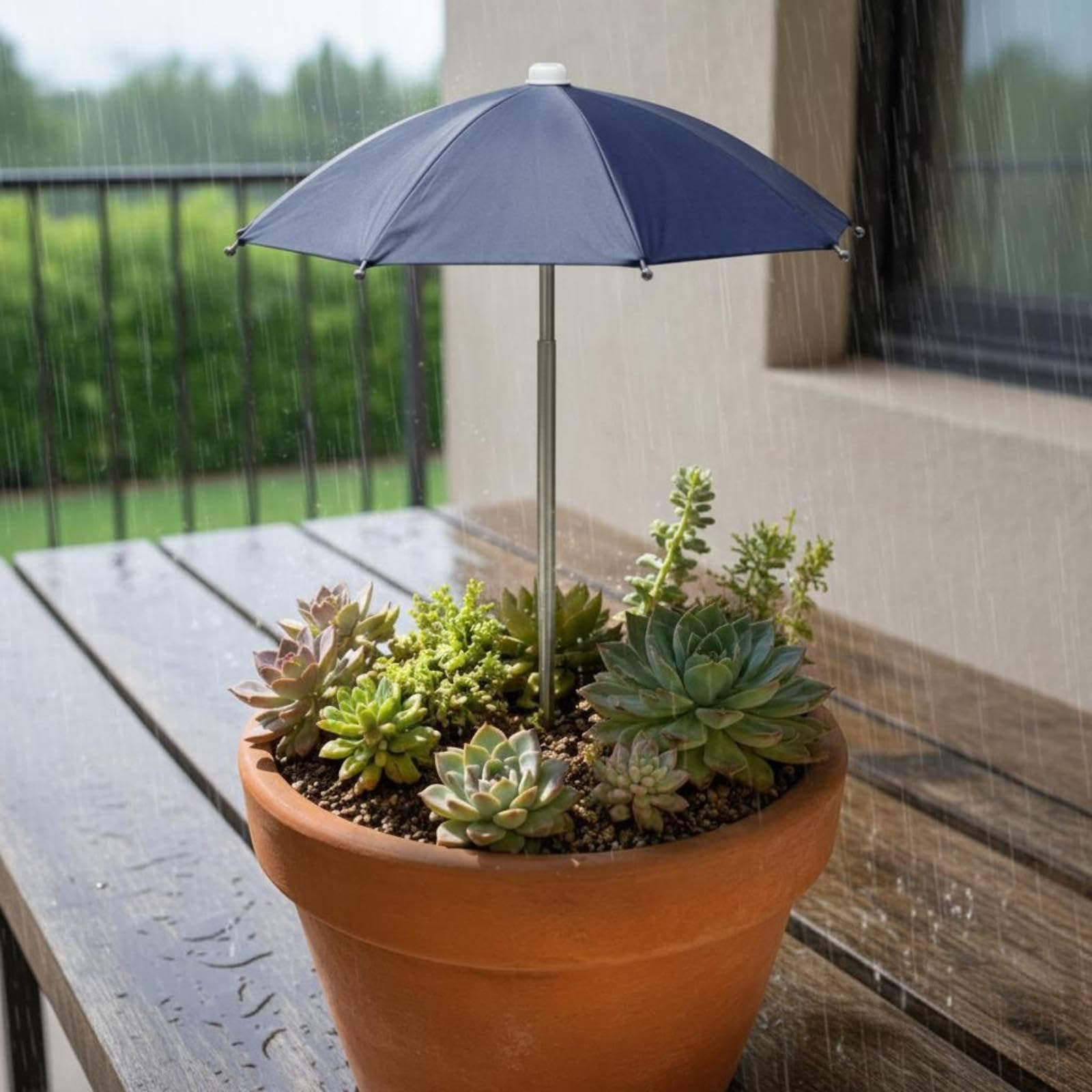 Plant Umbrella Rain Protection Potted Plant Umbrella Easy to Install Pot Black 27CM-image-26