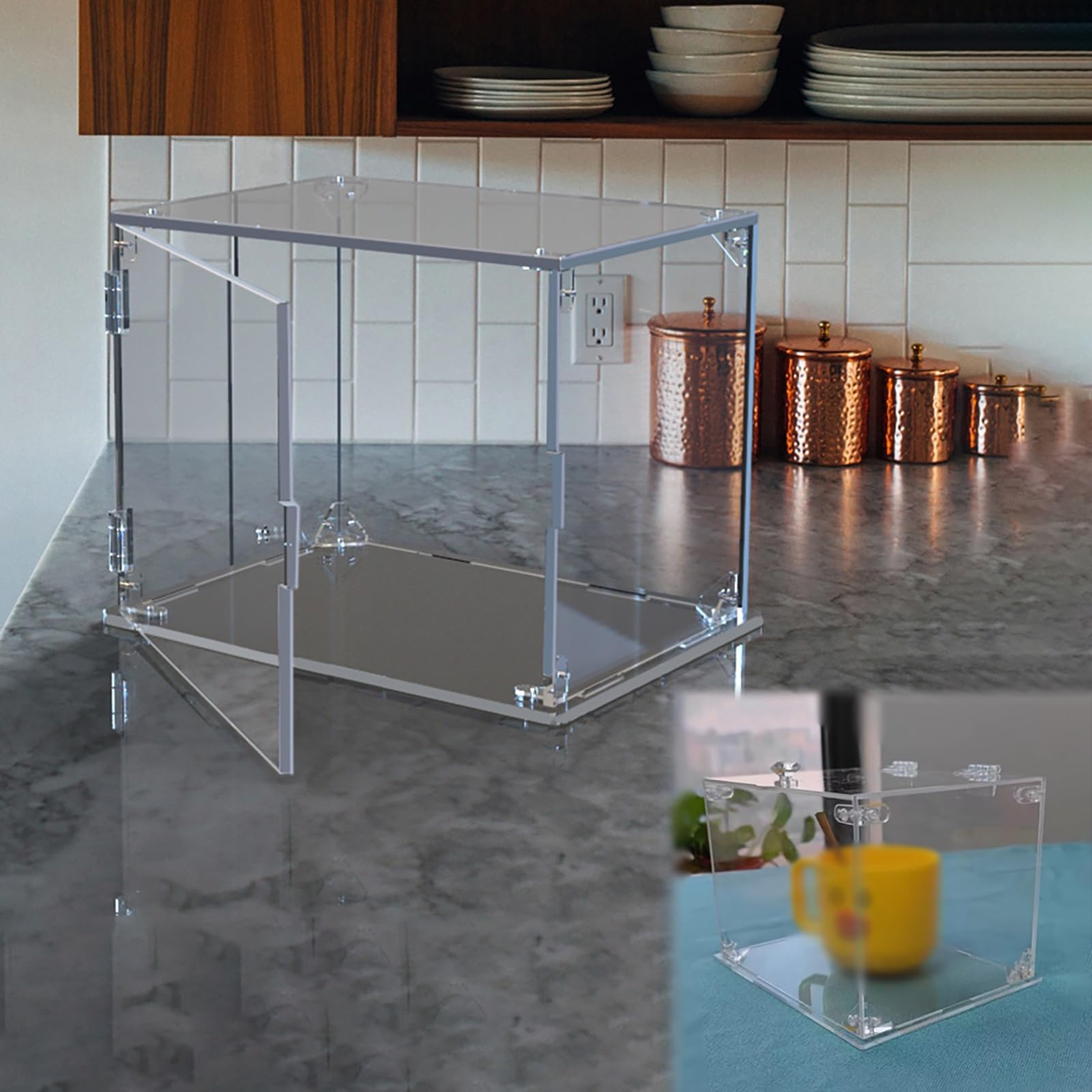 Urna Metacrilato Vitrina de Acrílico Transparente con Puerta o Tapa, Cajas Decorativas de Escritorio para Manualidades, Recuerdos y Objetos de Colección, Cubierta Apilable y Antipolvo(L30xW40xH20cm/12
