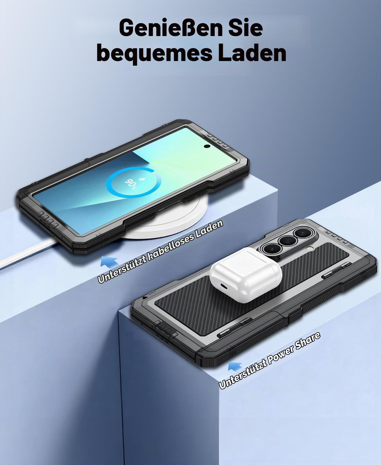Beeasy für Samsung Galaxy Z Fold 7 Hülle, Outdoor Stoßfeste 360 Grad Schutzhülle mit Scharnierschutz & Ständer, Robuste Heavy Duty Metall Panzerhülle Case mit Displayschutz, Schwarz