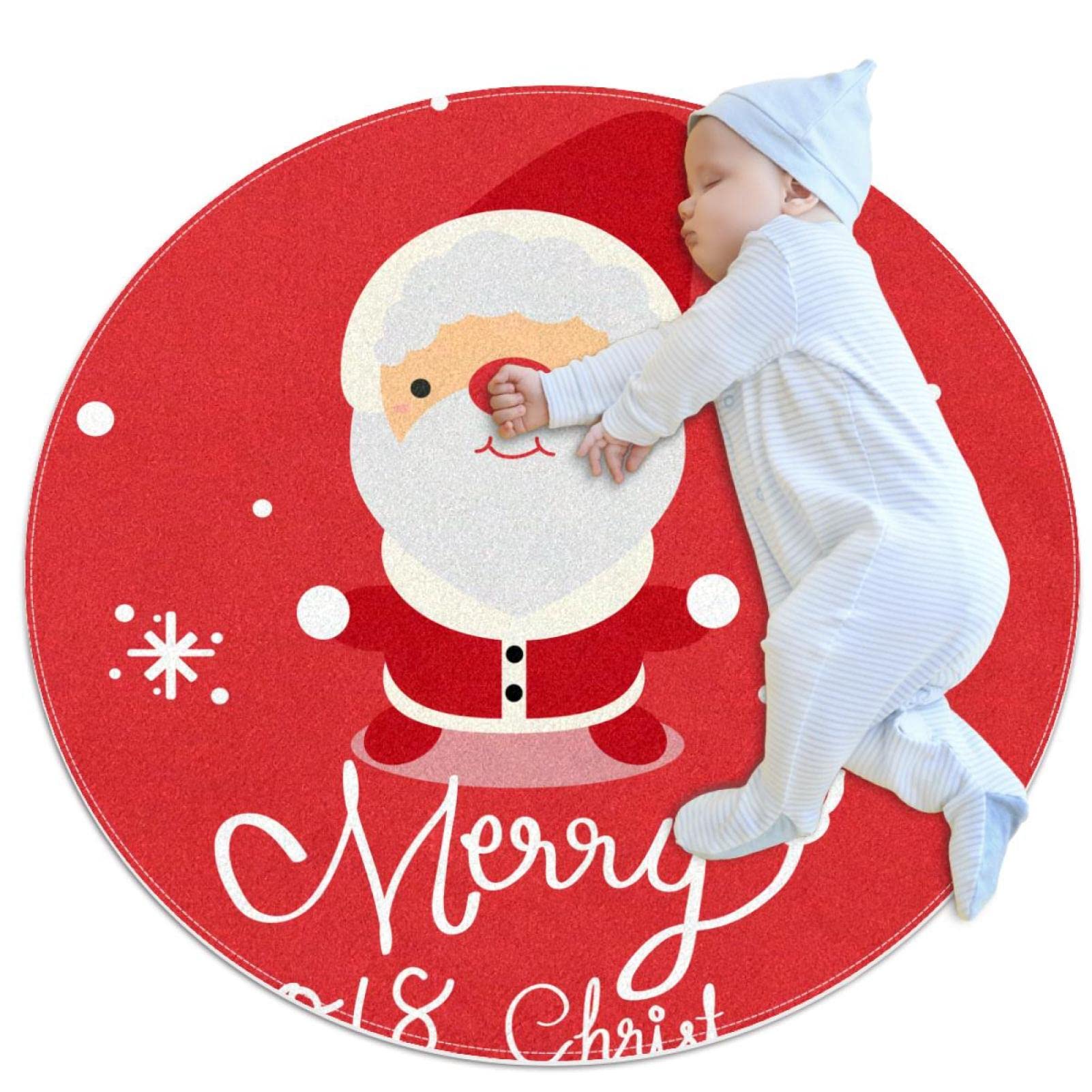 Tapis de salle de bain Père Noël rond antidérapant chambre enfant 1m