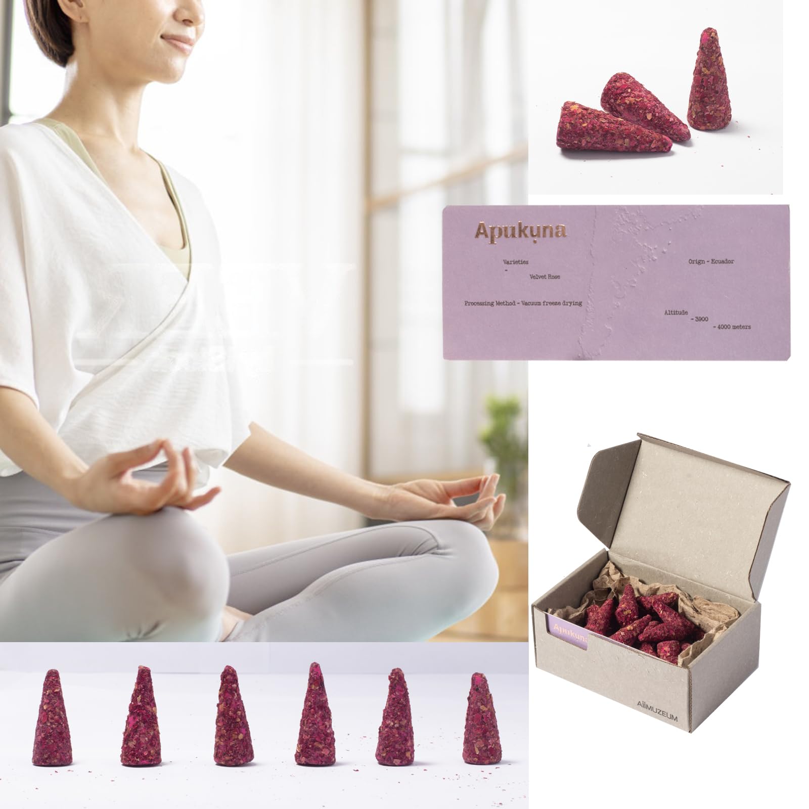 Conos de incienso de rosa natural, 30 piezas, hechos a mano, excelencia de larga duración, perfectos para relajación y meditación, habitaciones aromáticas, purificador de aire para
