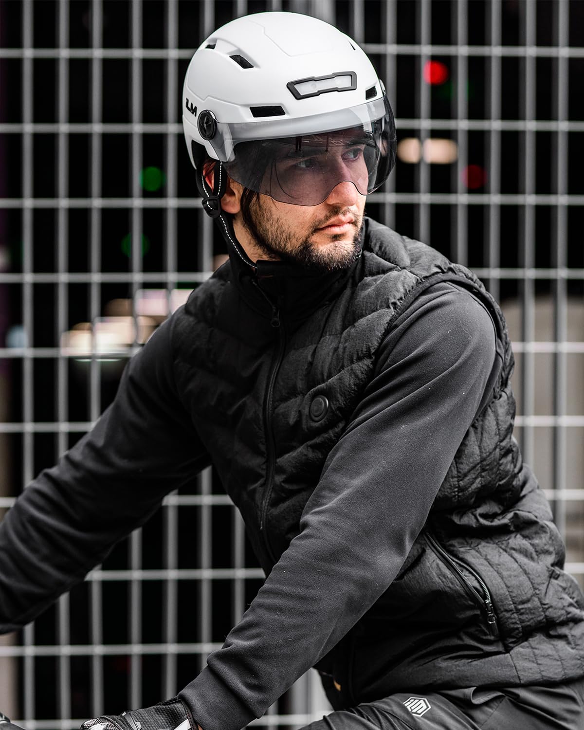 ILM Casco Bici Uomo Donna-Caschi Bici Adulti con LED USB Ricaricabile Luce Anteriore e Posteriore con Rimovibile Visiera-Casco Ciclismo Unisex per Pendolari Scooter Urbano