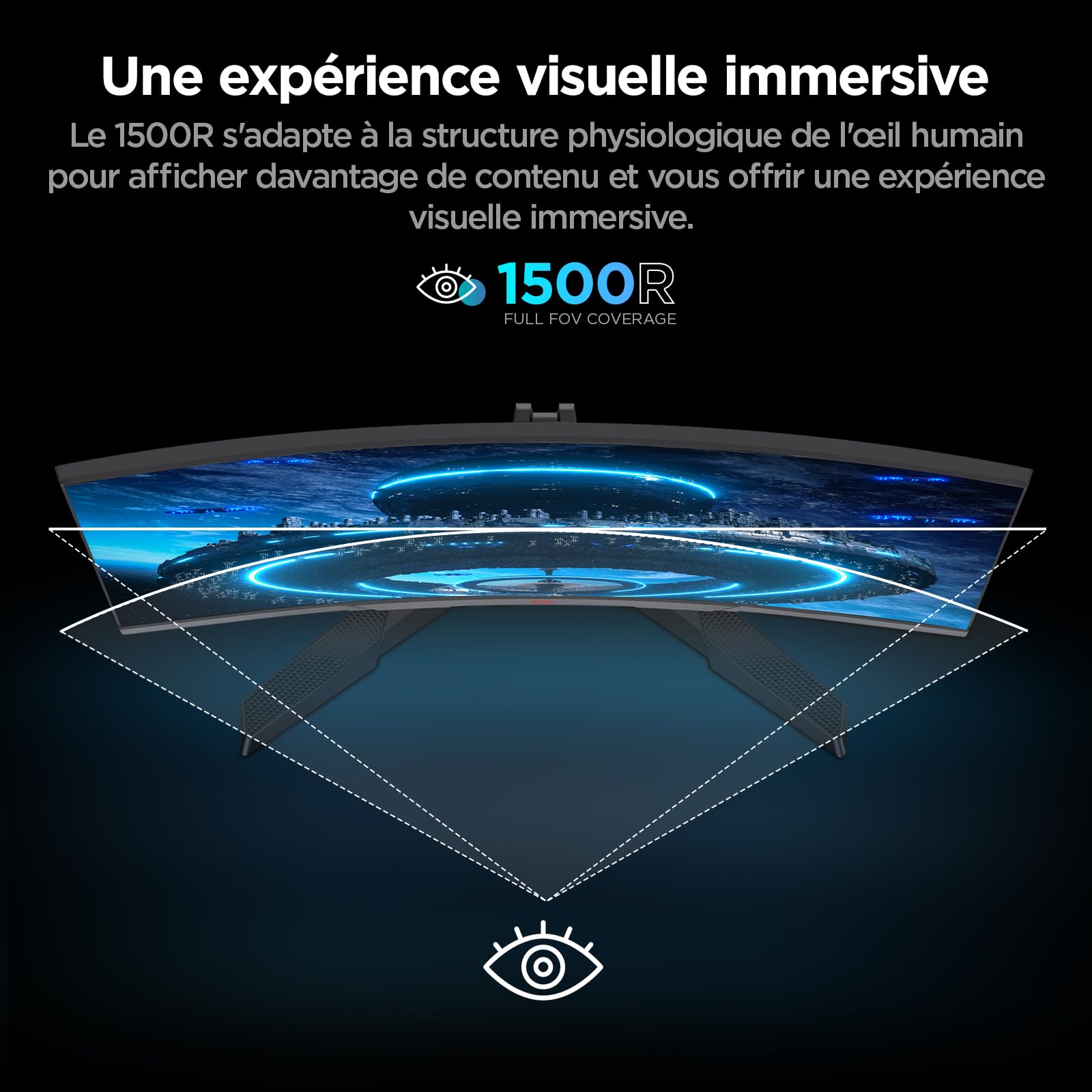 KOORUI 24'' Ecran PC Gamer Incurvé, 180Hz 1ms FHD PC Moniteur Gaming 1500R, Adaptive Sync VESA 100x100mm, Inclinaison réglable, HDMI2.0/DP1.2 - 4