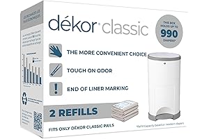 Diaper Dekor Classic Diaper Pail Refills with Exclusive End-of-Liner Marking, 2-Count