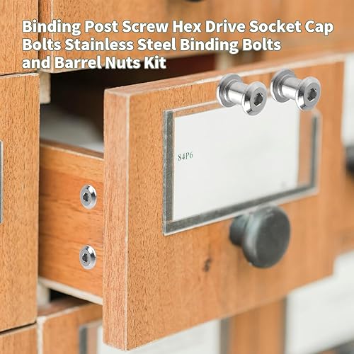 Miniatura 4 de MY MIRONEY Tornillo de poste de unión M6 x 0.315 in Tornillo hexagonal Pernos de acero inoxidable de fijación y tuercas de barril Kit de pernos de