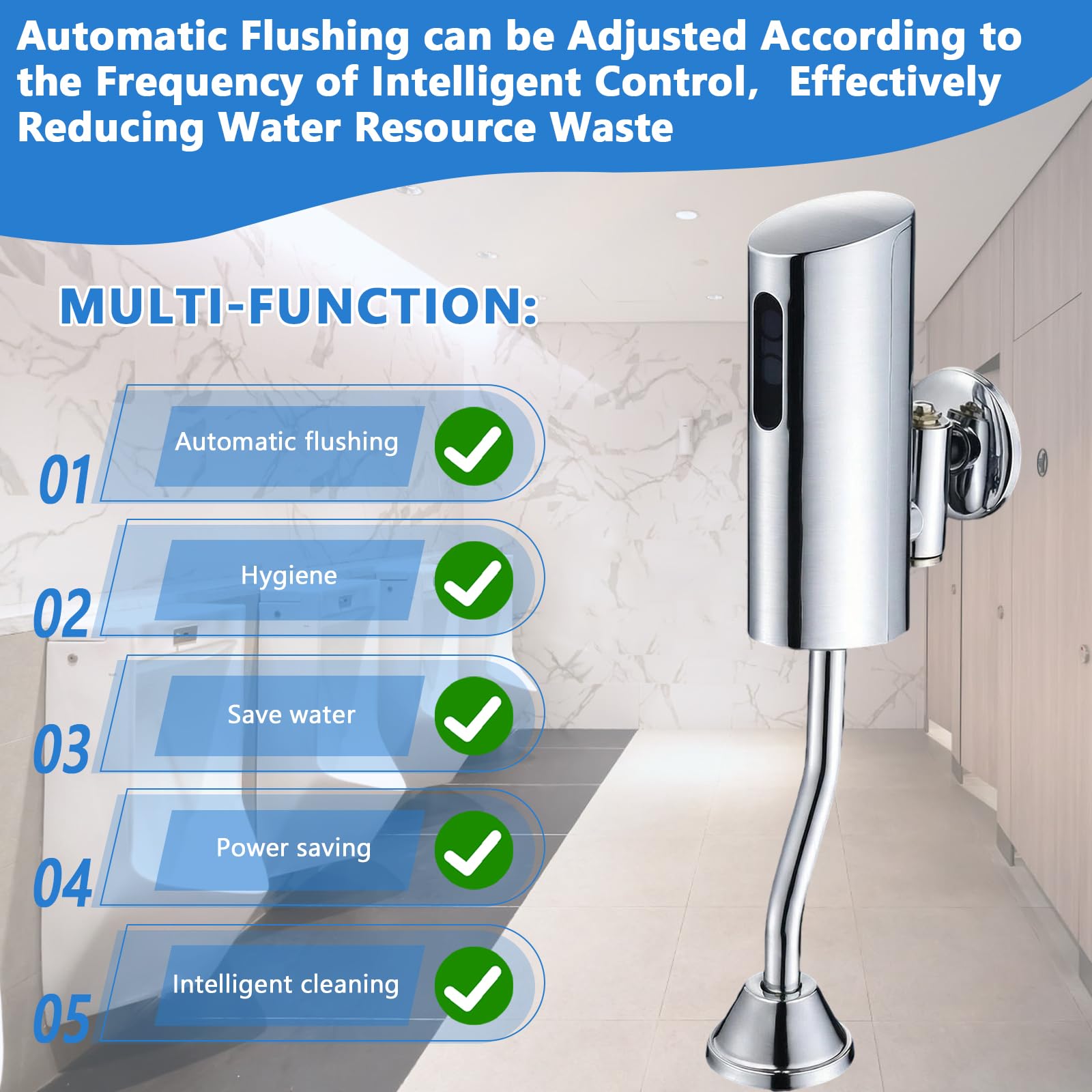 Lavabo automático a presión para inodoro, cisterna de inducción, válvula de descarga de urinario sin contacto para baño e inodoro inteligente, ahorro de agua, cantidad de lavado ajustable