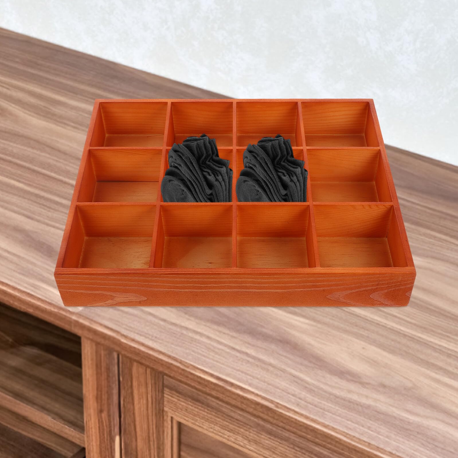 Hohopeti Schubladeneinteiler Modernes Design für Socken und Unterwäsche Holz mit 12 Fächern Kommode Organizer mit Multifunktionaler Nutzung für Schrank und Schublade