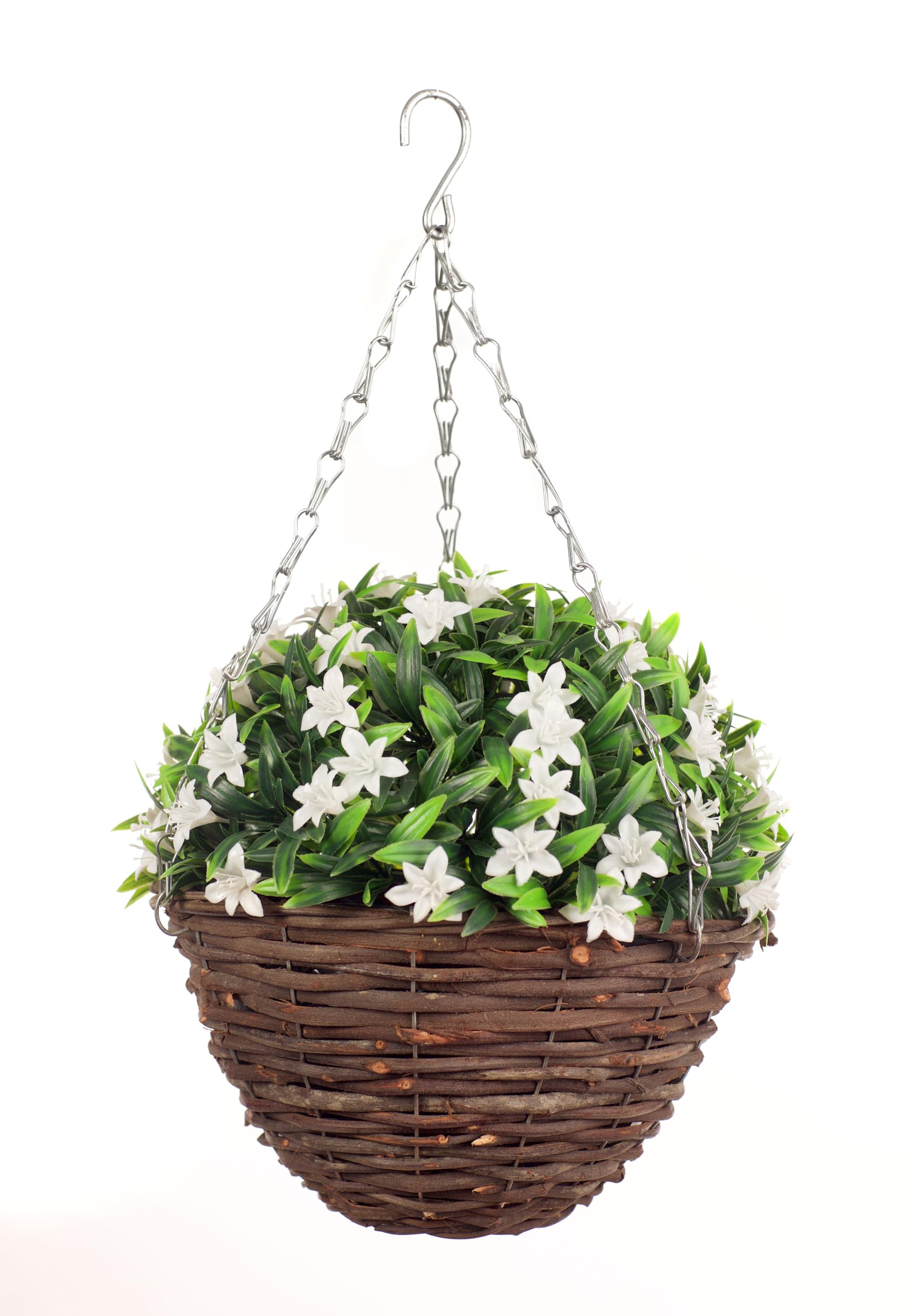 Best Artificial Lily Hanging Basket Topiary Ball - Suitable for Outdoor Use - Weather & Fade Resistant (White)