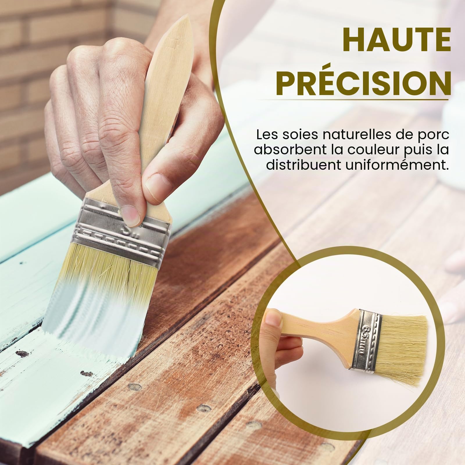 30 Pièces Pinceaux à Peinture 23/35/45/60 mm Pinceau Peinture Mur Pinceau Large Spalter Pinceaux Plat pour Meubles Ensemble de Pinceaux pour Vernis Huiles Peintures Murales