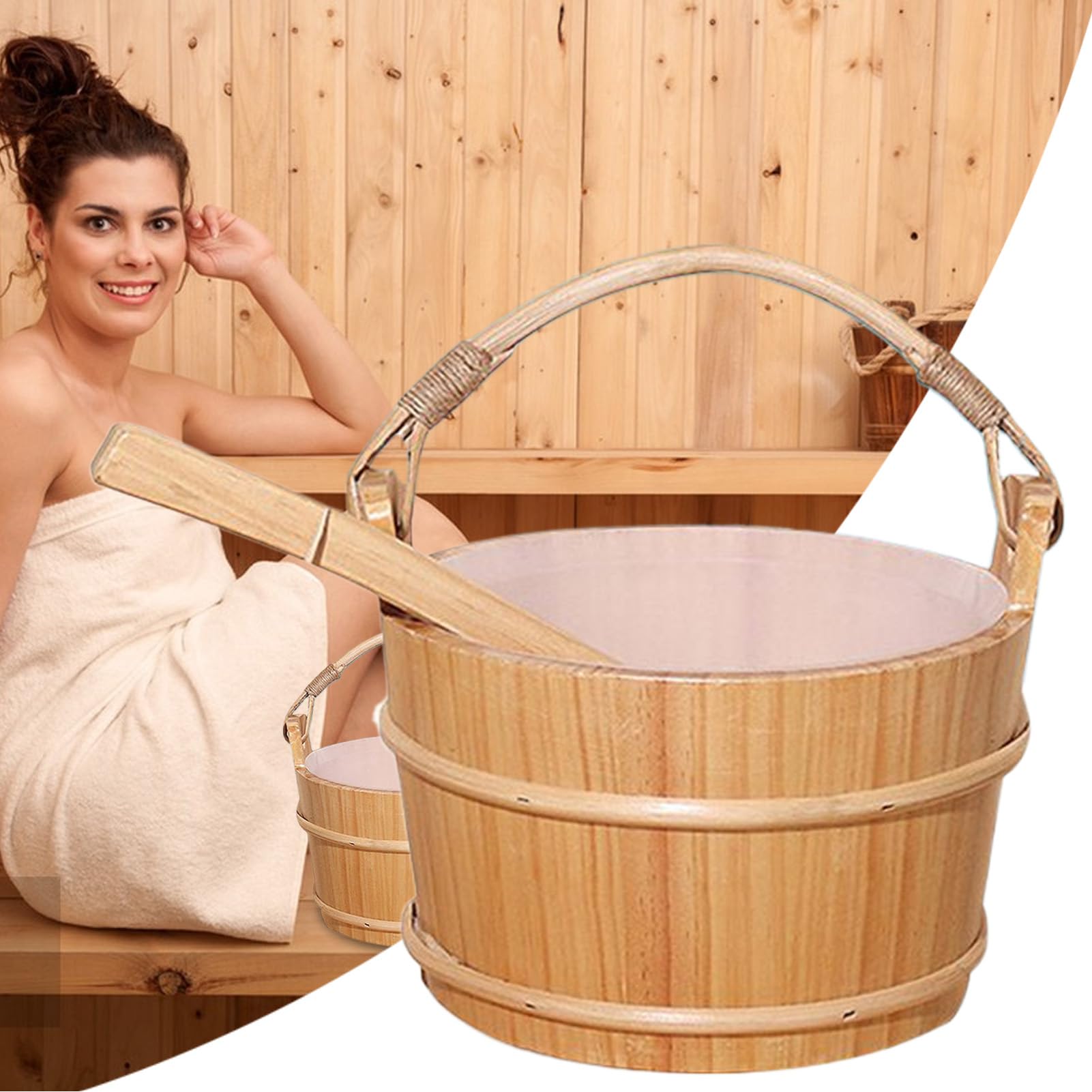 Wiadro Saunowe Przenośne Akcesoria Spa Do Relaksacji Ciała I Pocenia Się | Zestaw Drewniane Wiaderko Do Sauny Komplet Dla Mężczyzn, Domu, Rodziny, Spa, Prysznica, Relaksu, Pocenia Się