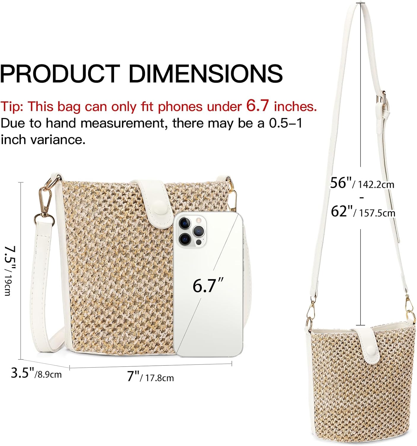 Small Straw Crossbody Bag for Women Woven Summer Shoulder Phone Purse Beach Handbag for Vacation - Image 4