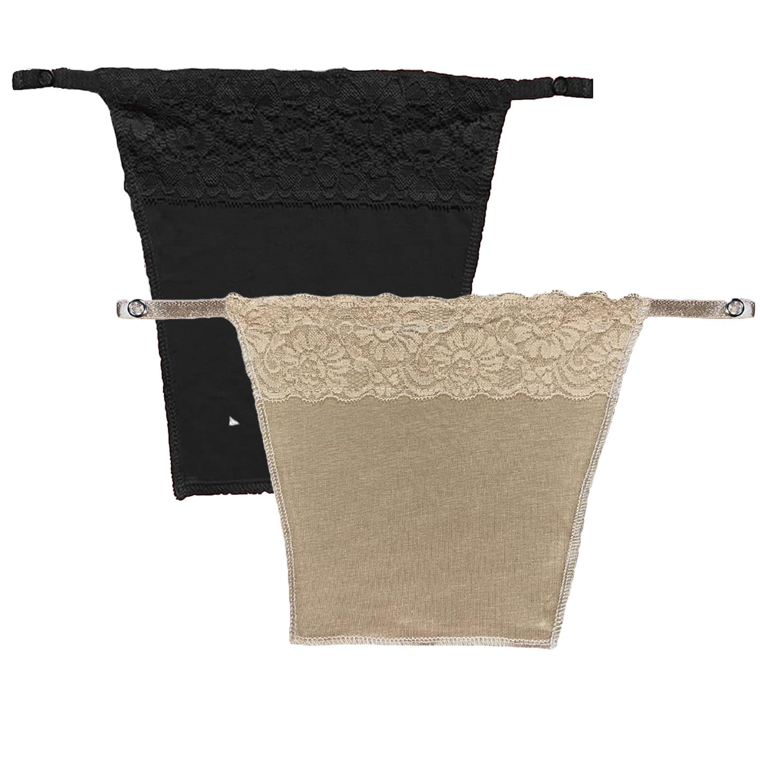 ACKEE Cotton Clip-on Mock Whole Lace Pattern Camisole Cami Secret | Clip On Mock Lace Cami Secret Cleavage Cover Feel Confident with Cover Up for Deep Neck (Free Size) Set of 2-picture-10