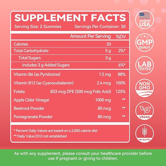 Inner Brightness Apple Cider Vinegar Gummies, ACV Gummies, Detox Cleanse for Weight Loss, Weight Loss for Women - Gut Health & Digestive Comfort - Vegan, Gluten-Free, Non-GMO - Apple Flavor, 60 Count