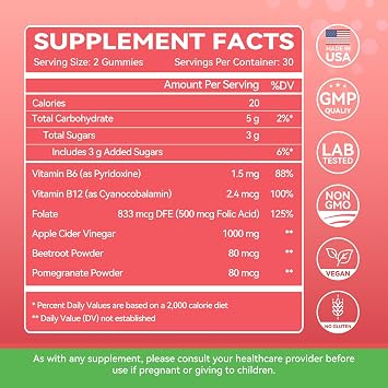 Inner Brightness Apple Cider Vinegar Gummies, ACV Gummies, Detox Cleanse for Weight Loss, Weight Loss for Women - Gut Health & Digestive Comfort - Vegan, Gluten-Free, Non-GMO - Apple Flavor, 60 Count