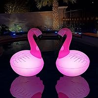 2 Pack Solar Flamingo Floating Pool Lights - Waterproof IP68 Inflatable Glow in Dark for Pool Party Wedding Decor