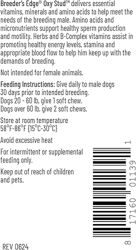 Miniatura 2 de Breeder's Edge Oxy Stud- Suplemento de rendimiento masculino para perros medianos y grandes, 60 unidades masticables suaves