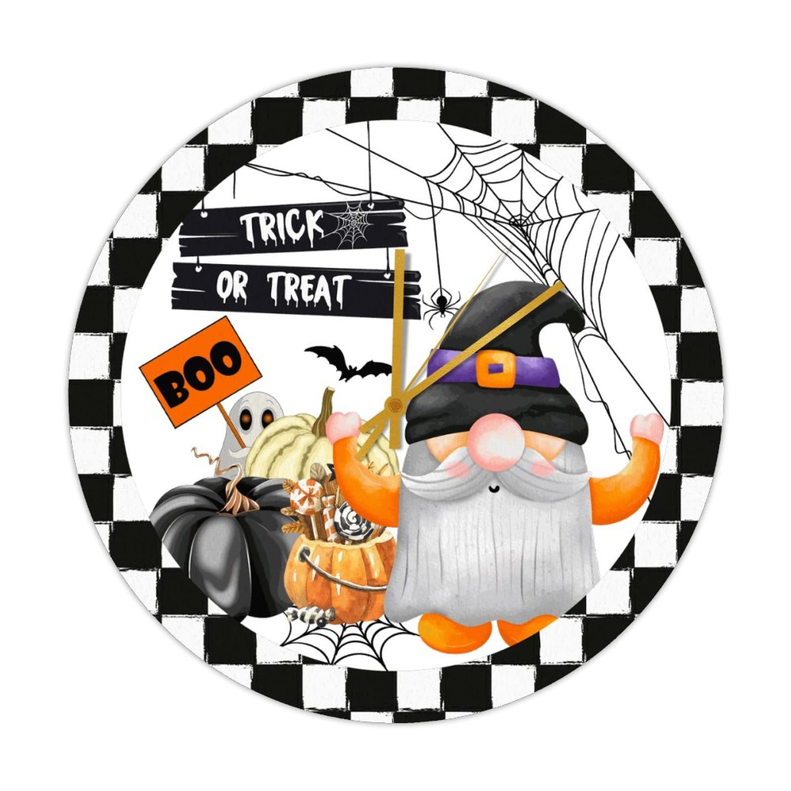 Horloge murale en bois silencieuse pour éliminer le tic-tac avec design d'Halloween