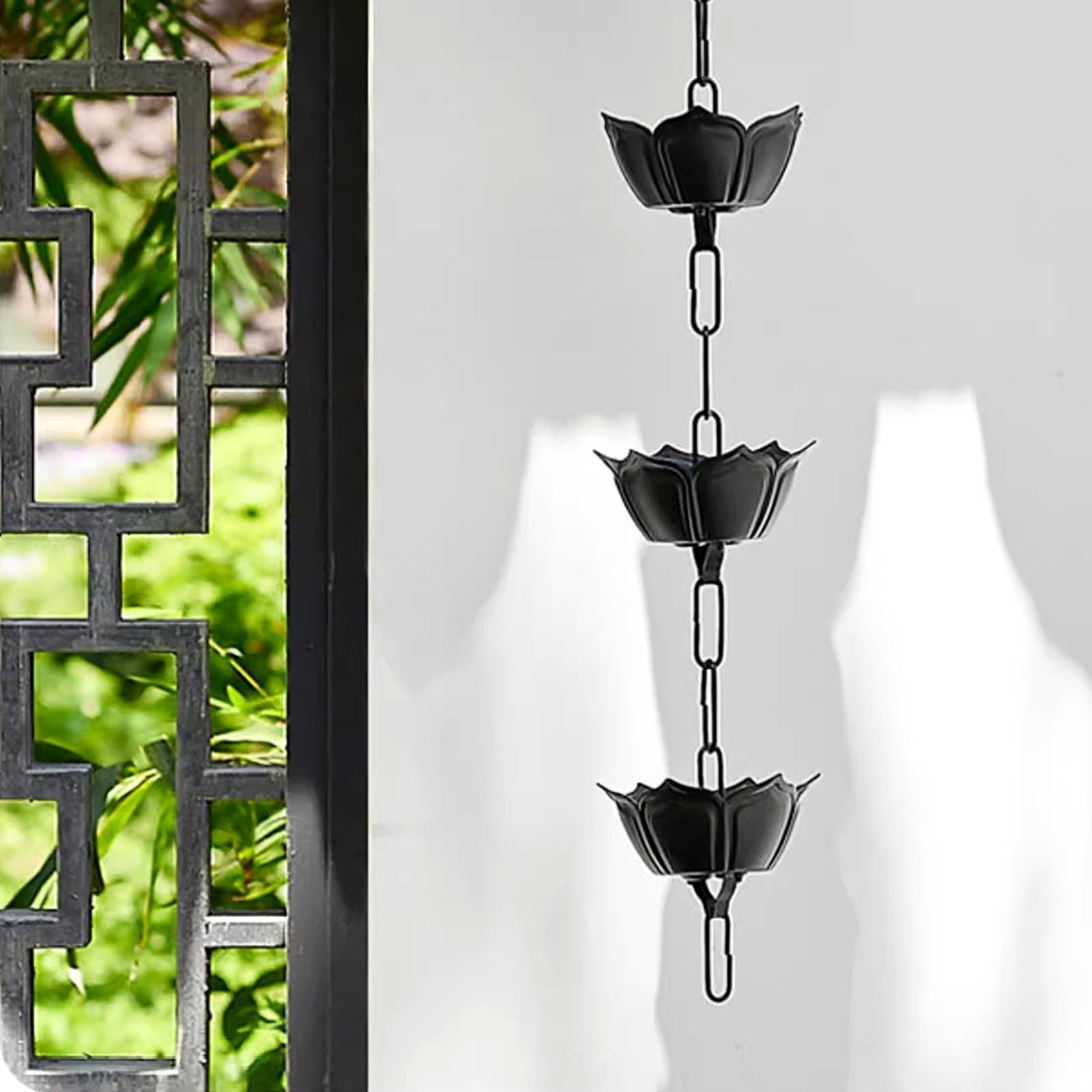 WOTZOV Rain Chain Rain Chain For Villa Yard Gutter Downspout, Copper Rainwater Catcher Chain, Outdoor Eaves Drainage Rain Collector Chain, Decorative Rain Chime，300cm (10ft)