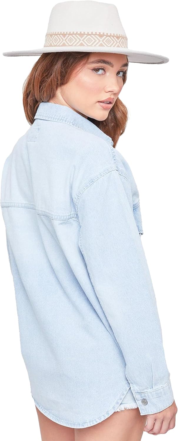 Oversized Denim Shacket with Long Sleeves by YMI - Image 4