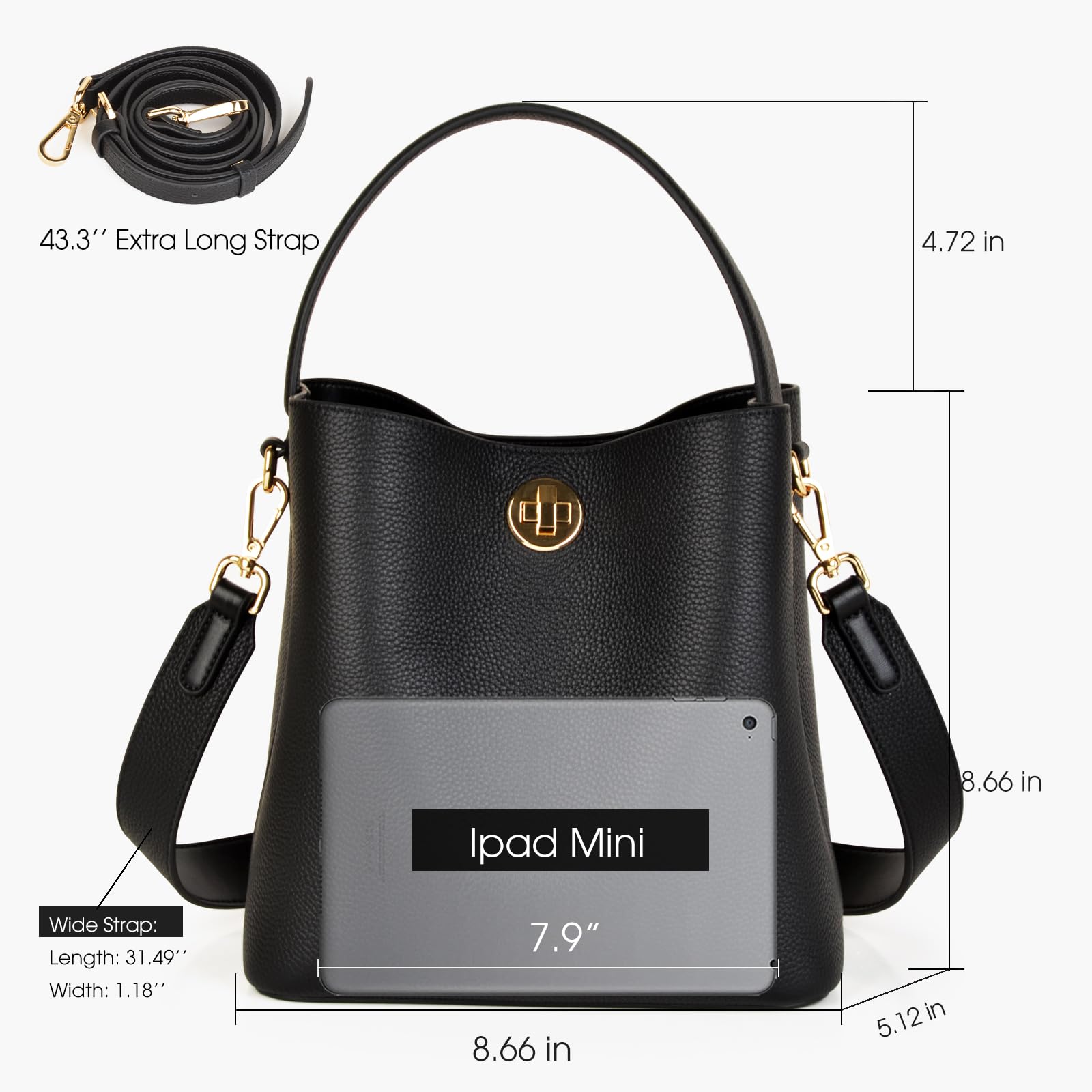 DONNAIN Eimer Handtasche Damen Leder, Beuteltasche, Bucket Bag | Lederhandtasche Damen Echtleder, Umhängetasche mit Verstellbarem Riemen für Alltag, Shopping und Festliche