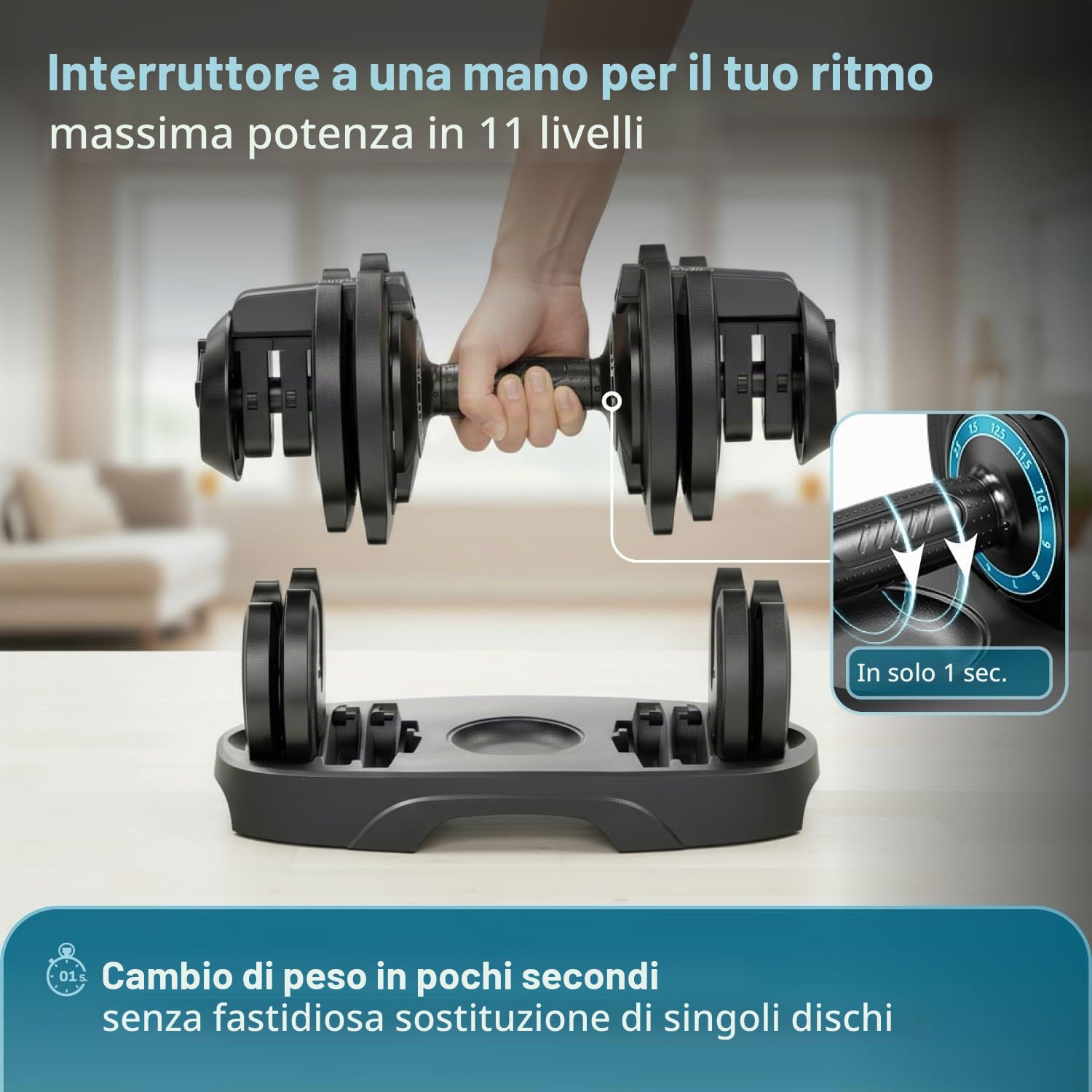 Skandika Hanteln Paino | Manubrio regolabile, set di manubri, pesi da 1,5 a 24 kg, set da 2 manubri, kettlebell, set di pesi, dumbbells, dischi pesi