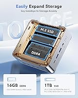 Vista 5 de KAMRUI Pinova P2 Mini PC, AMD Ryzen 4300U (Beats 3550H/3500U/N150, hasta 3.7 GHz) Mini computadoras, 16 GB RAM 1 TB SSD Mini computadoras