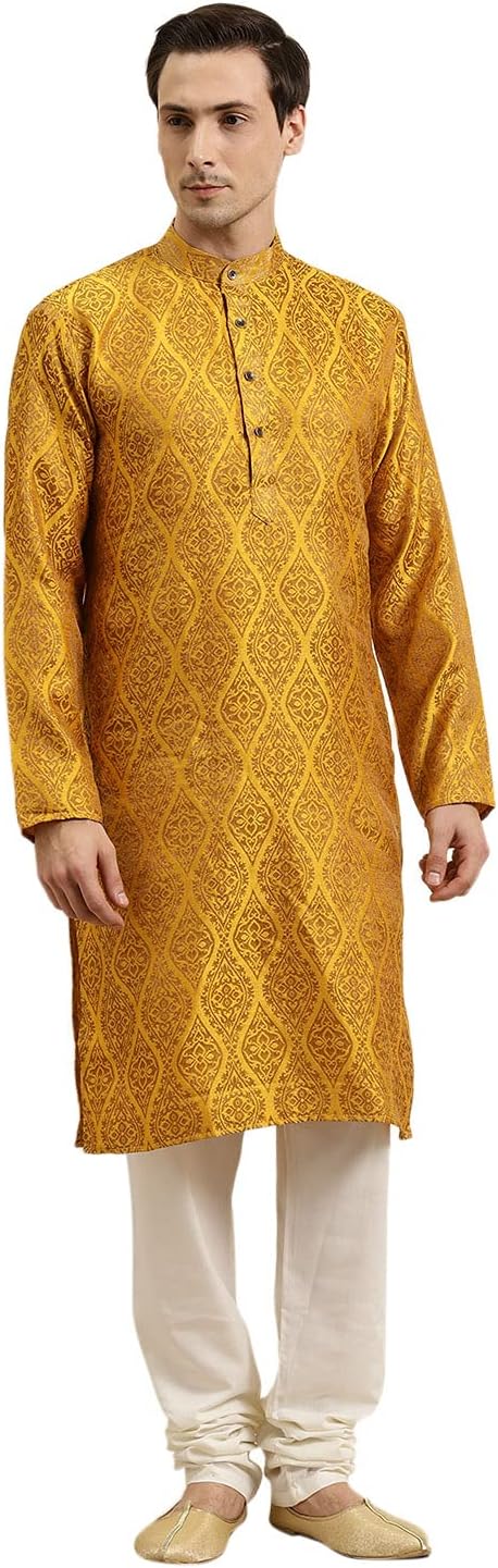 (Since 1958 Men'S Cotton Linen Blue Foil Printed Only Long Kurta