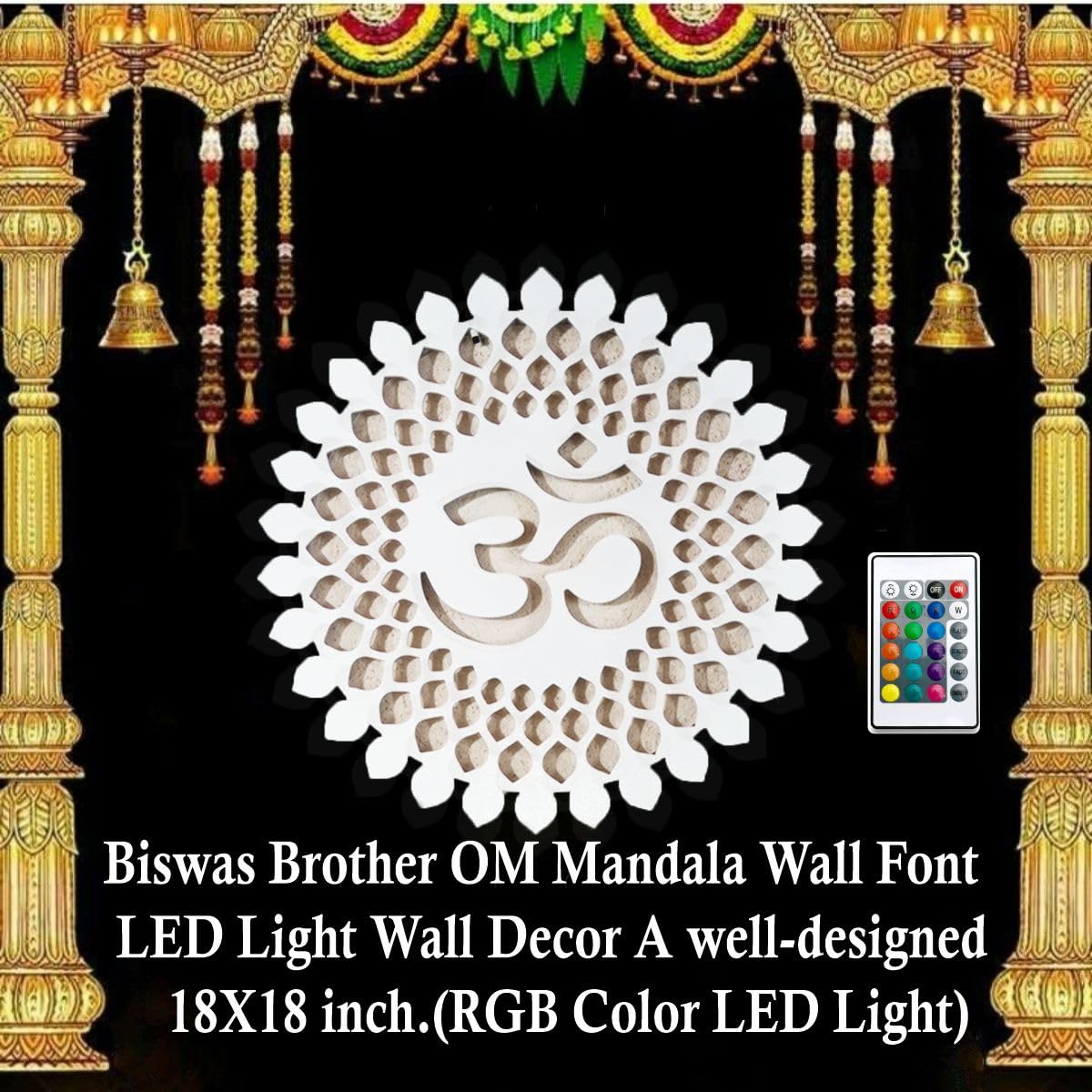 BISWAS BROTHER Om Mandala Multicolor Changing led lights Wall Back Lit Wall Décor18x18 inch.(Remote Control) A well-designed 4