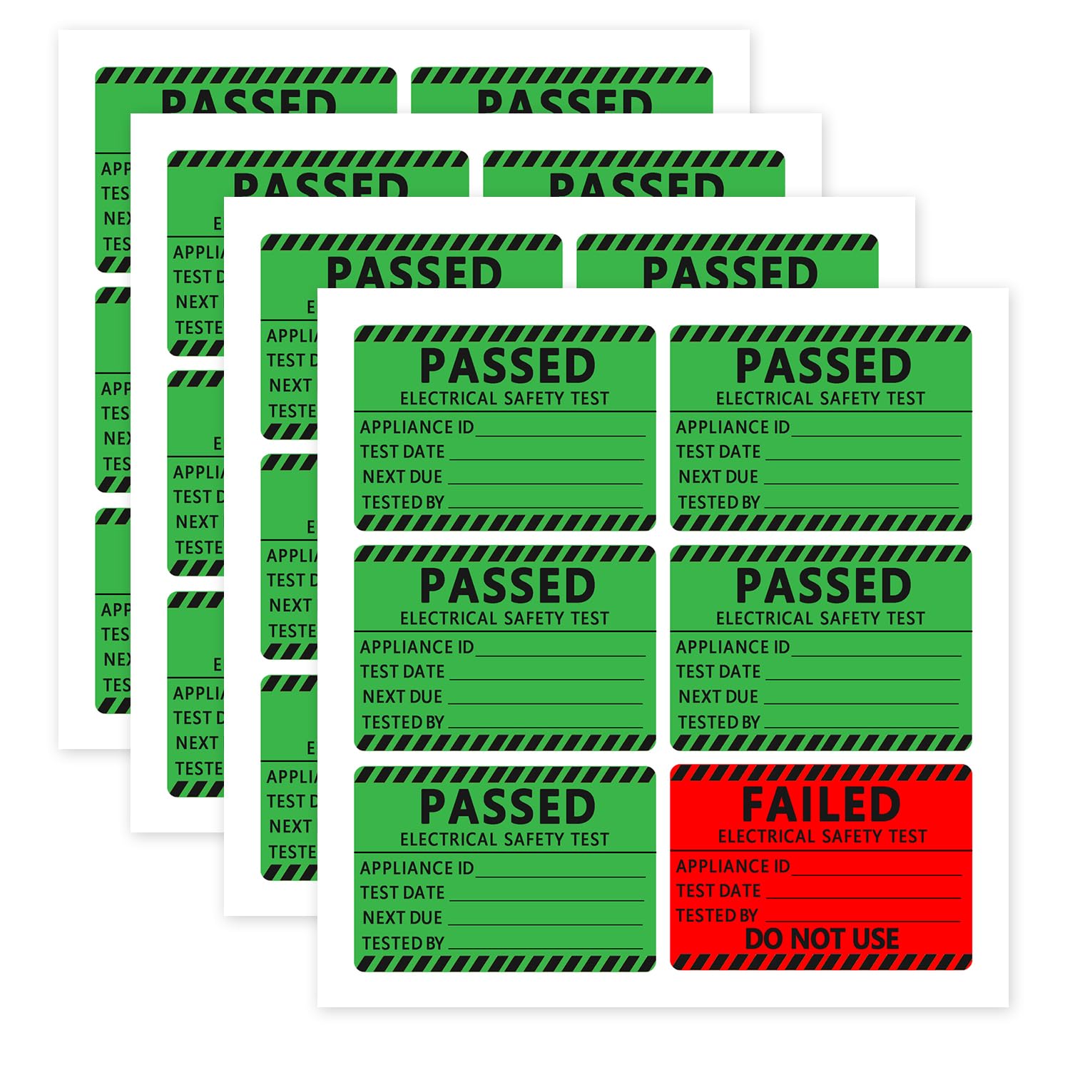 250 Pcs Pass PAT Testing Labels with 50 PCS Fail Appliance Testing Labels Portable Appliance Safety Test Stickers (2x1.3 Inch)