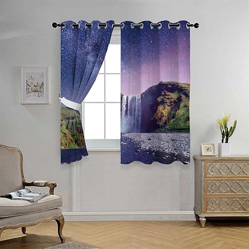 Miniatura 2 de Rv Window Curtains Waterfall Scenery Grommet Short Door Cover Curtain Cortinas para Ventanas De Cuarto 110Inch Width by 96Inch Length,2 Panels