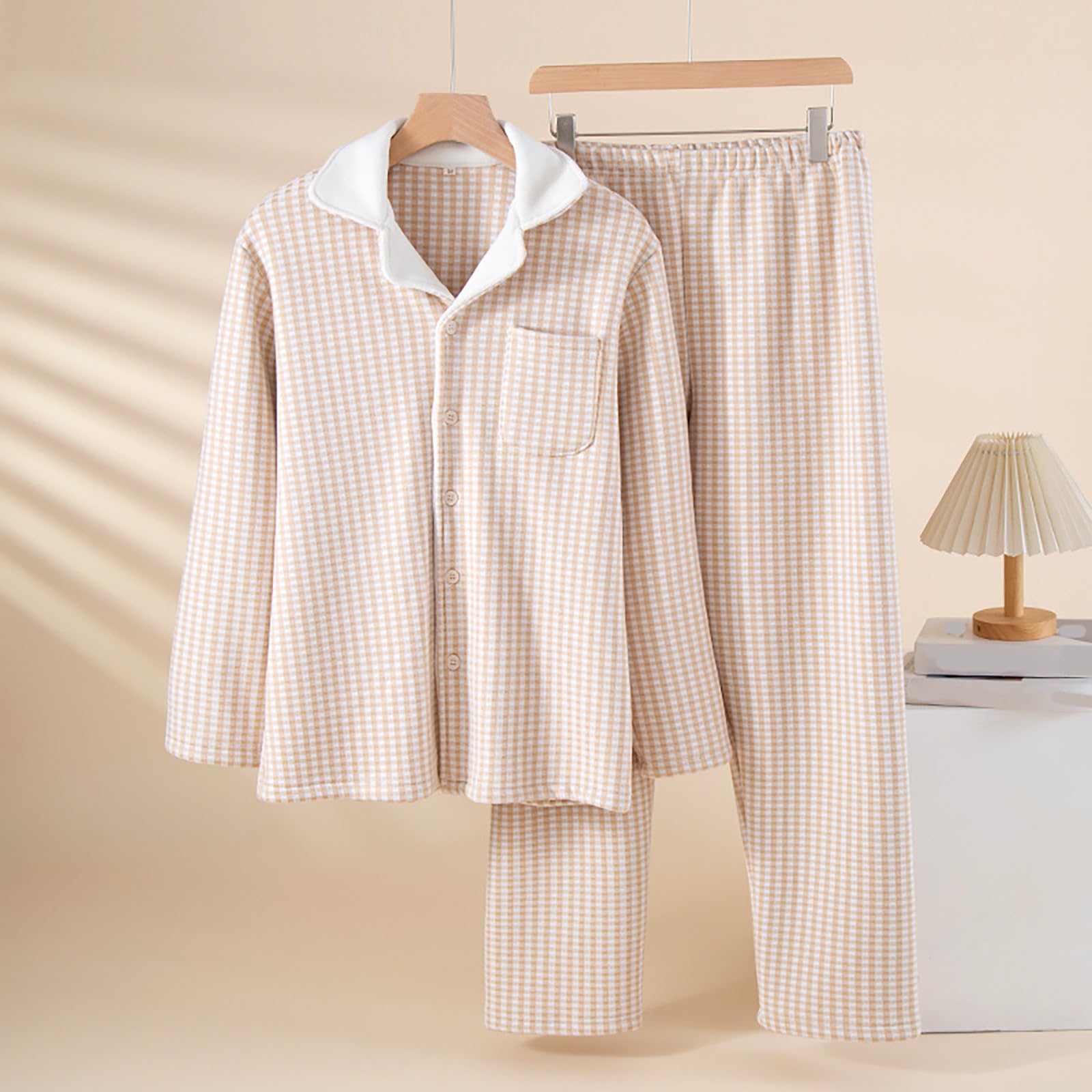 Pijama de Franela térmica Invierno para Hombre, Forro Polar cálido, Ropa de Dormir acogedora, Conjunto de Camisa y pantalón, Atuendo para Dormir cómodo