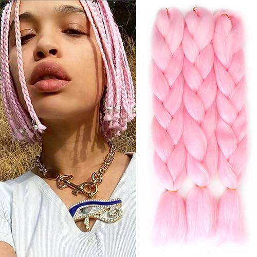 Extensiones de cabello trenzado rosa de alta calidad, paquete de trenzas gigantes para trenzas de caja, cabello de ganchillo de un solo color para