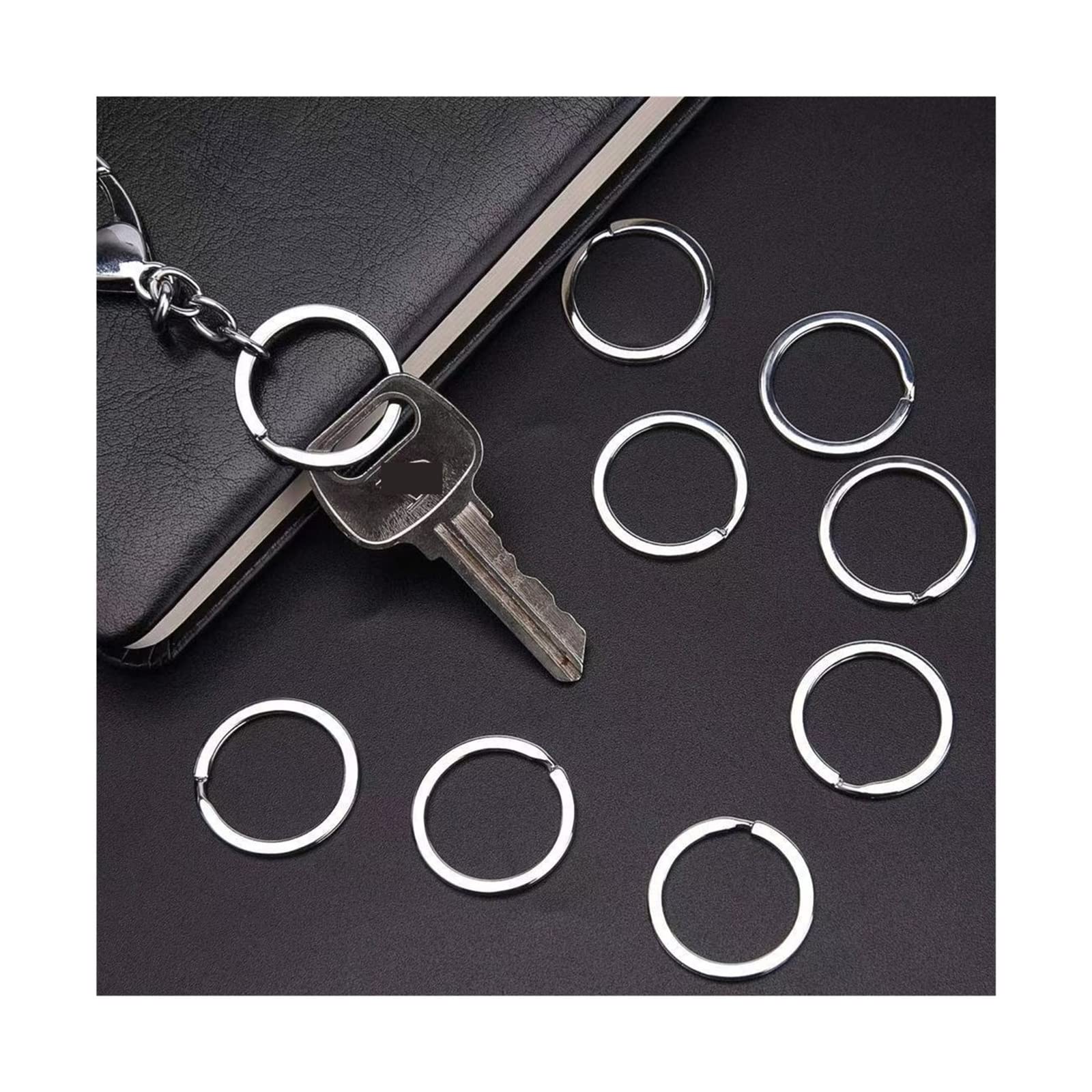 Llaveros planos de acero inoxidable, paquete de 20 para accesorios de