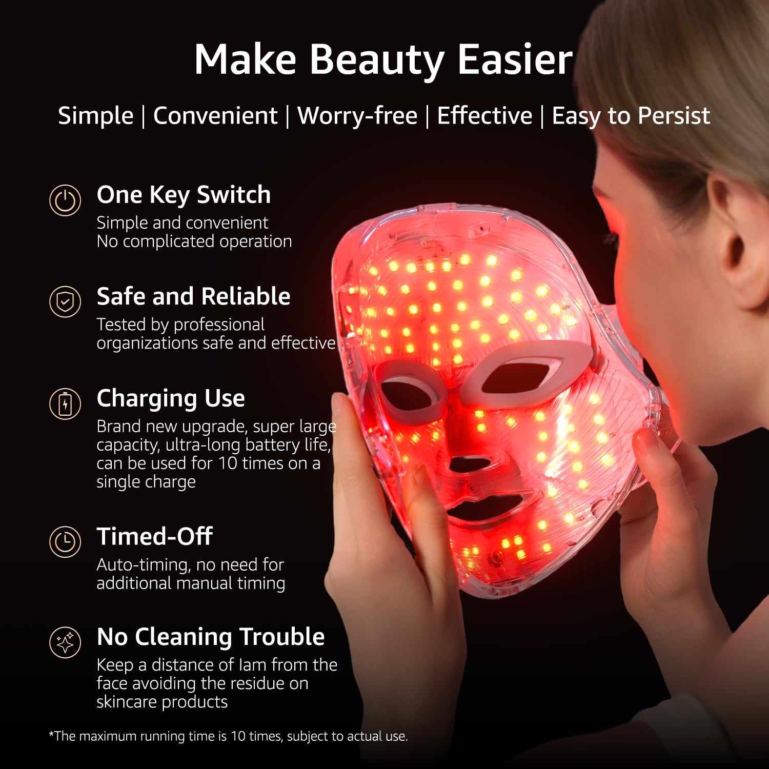 LED Face Mask for Wrinkles, Red Light Therapy for Face, Cordless NIR Red Light Therapy Mask with 7 Light Modes, 426 LEDs Rechargeable for Glowing Skin at Home White
