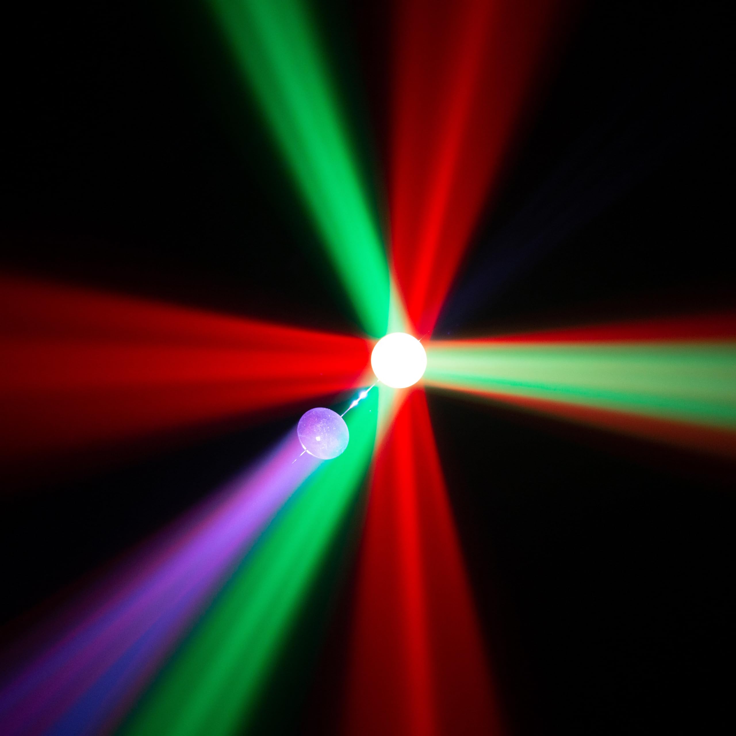 Jeu de lumière BOOMTONEDJ Double Moon,114 LEDs de 5mm RGBWA (24 rouges, 18 vertes, 36 bleues, 18 blanches, 18 ambres), Plug&Play facile à utiliser, programmes automatiques de qualité, télécommande...