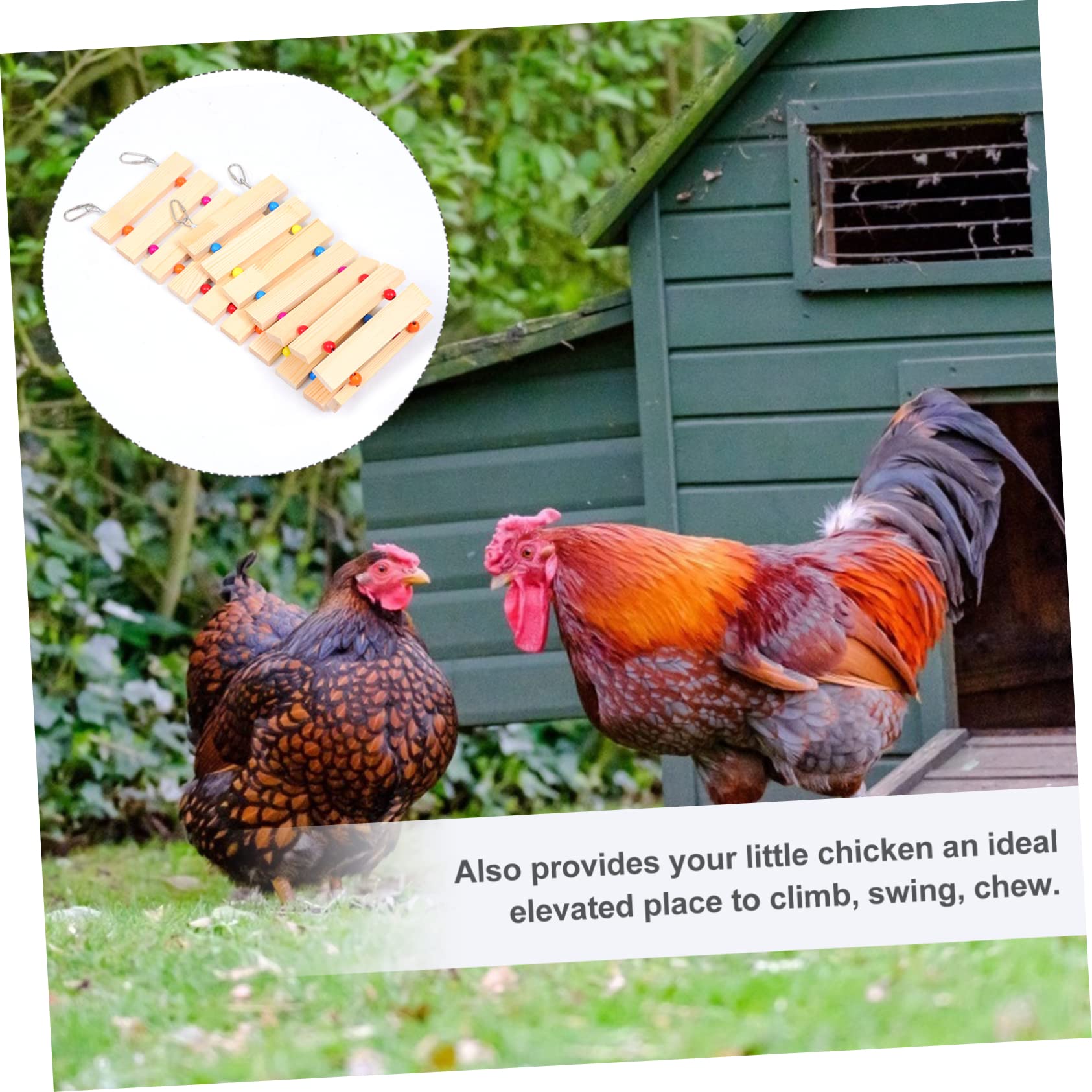 Mipcase Juguetes para Gallineros Percha para Pollos de Madera Escalera de Juguete para Aves de Corral Soporte para Gallinas