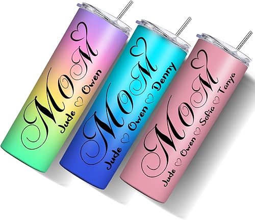 Vista 8 de Vaso personalizado para mamá, regalos personalizados para el día de la madre de parte de hija e hijo para mamá, vaso para mamá, taza para abuela