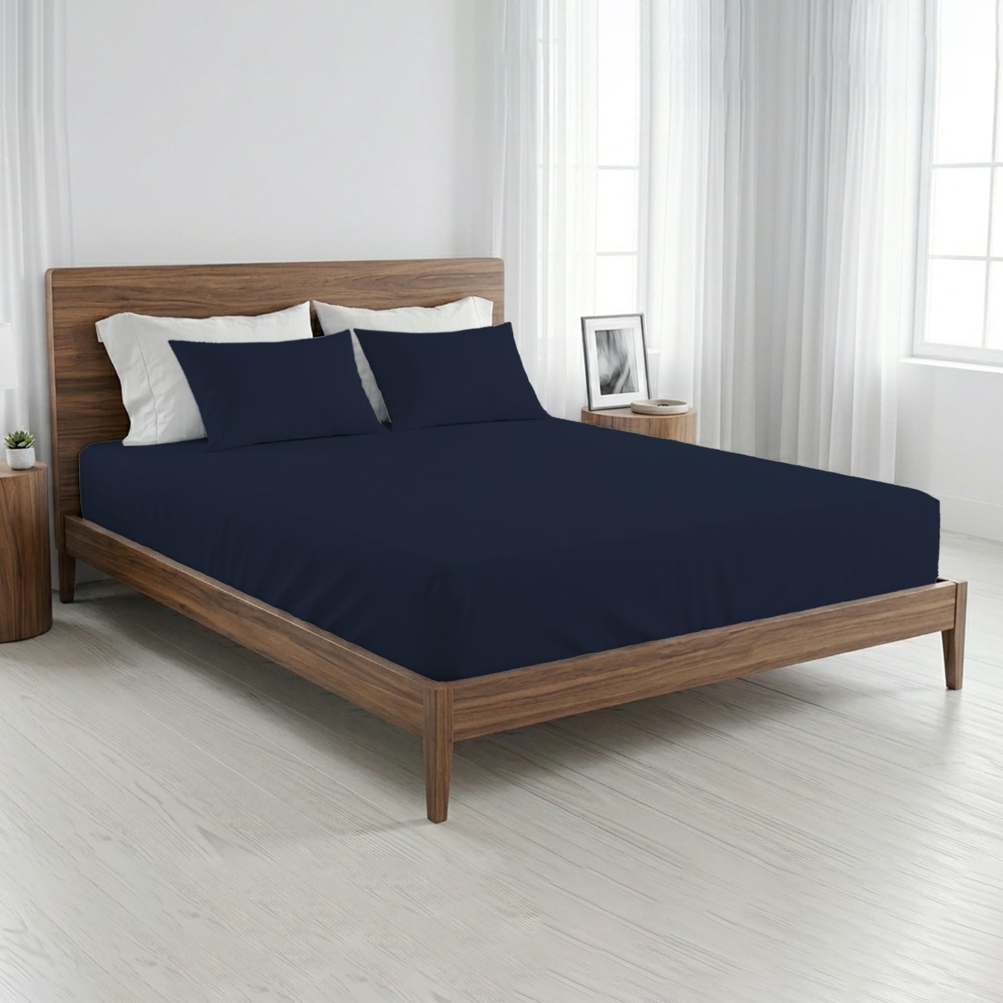 100% Egyptian Cotton 400TC Double Fitted Sheet, 25cm Deep Pocket