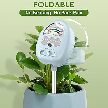 Soil Moisture Meter Plant 4-In-1, Soil Ph Tester Temperature/Light/Ph/ Moisture With Stainless Steel Probe Digital Soil Testing Kit Plant Watering Indicator For Gardening Lawn Farming Outdoor Indoor