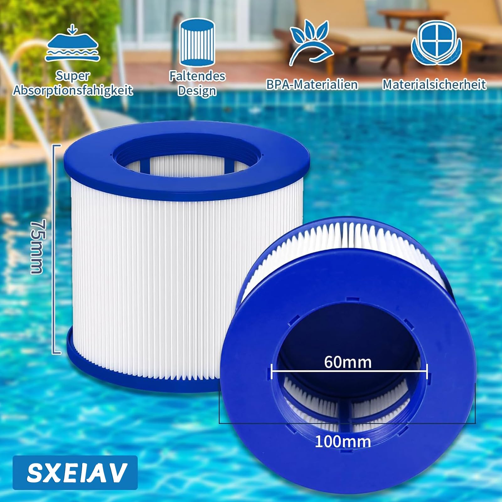 Cartouches filtrantes filetées de rechange pour jacuzz