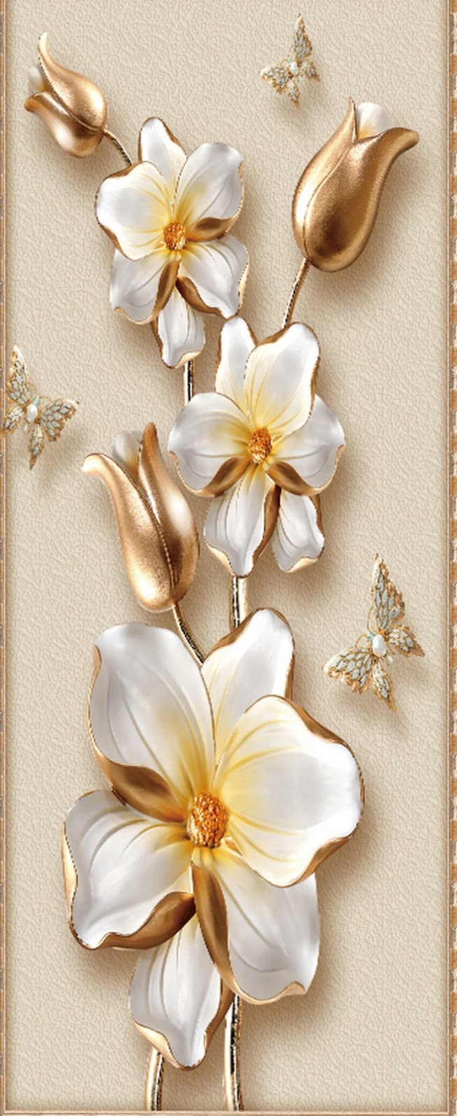 Sticker mural papier peints art décor avec motif fleuri 3D en relief