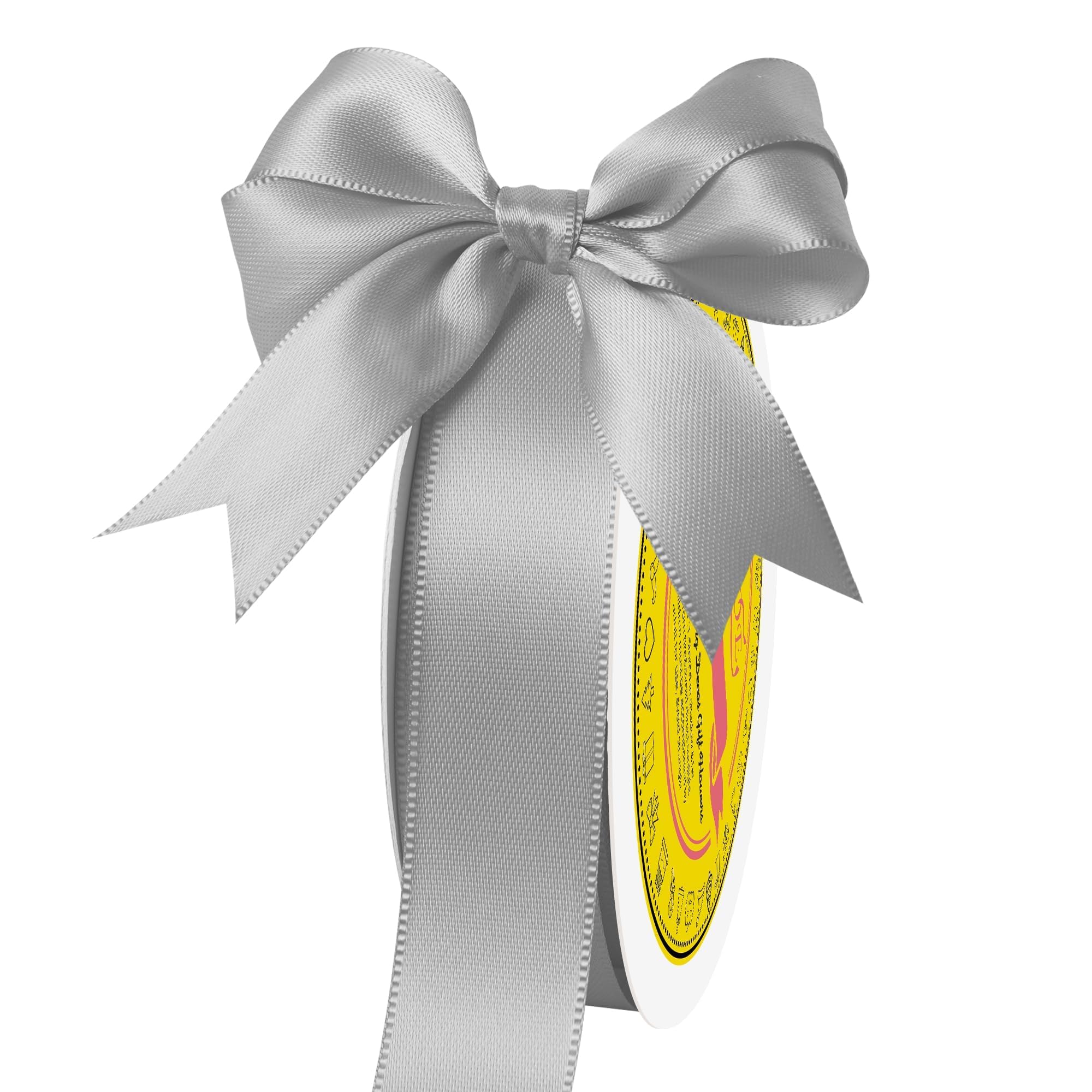 Double Face Silver Satin Ribbon 7/8 inch X 25 Yards Polyester Silver Ribbon for Gift Wrapping Very Suitable for Weddings Party Hair Bow Invitation Decorations and More
