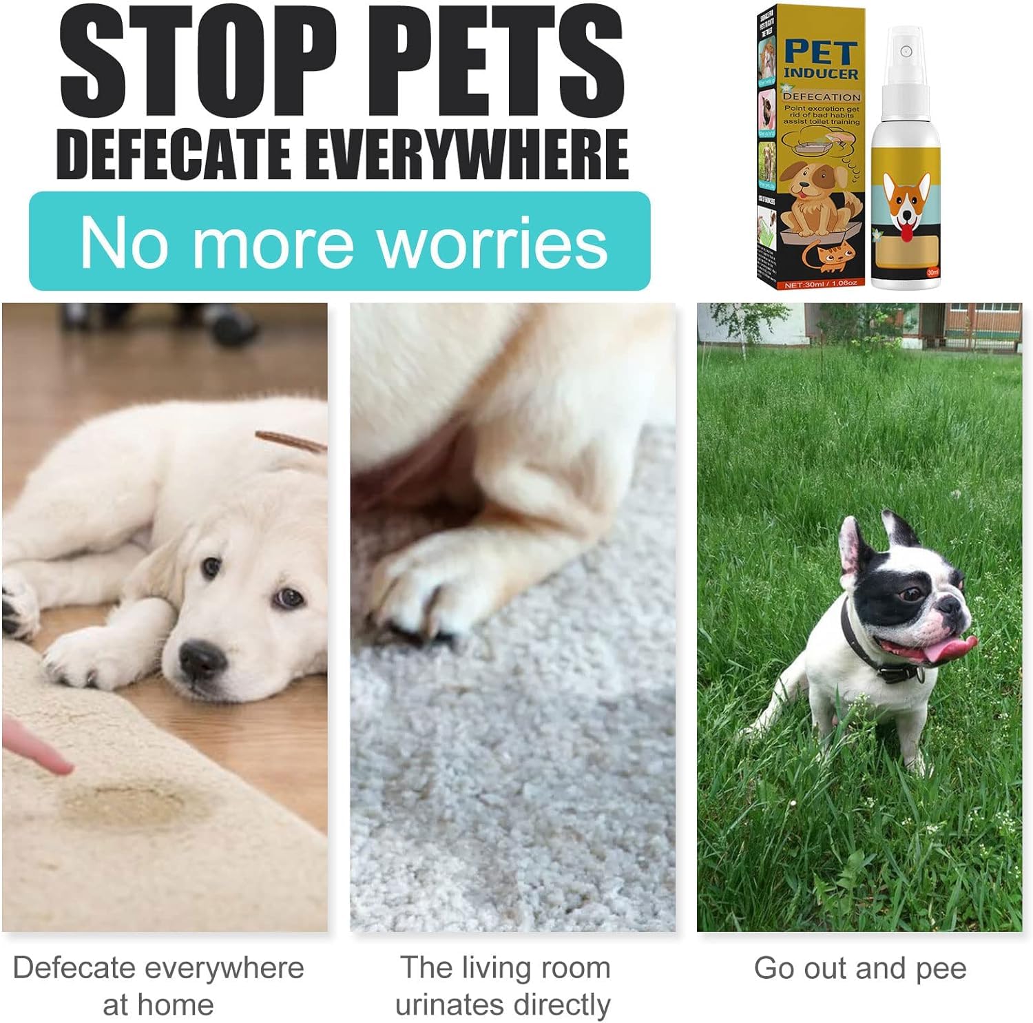 Rakiuty Spray d'Entraînement pour Chien,Pulvérisateur d'apprentissage de la Propreté pour Chiot,Spray Attractif Naturel,Aide à l'Apprentissage de la Propreté,Spray d'apprentissage de la Propreté