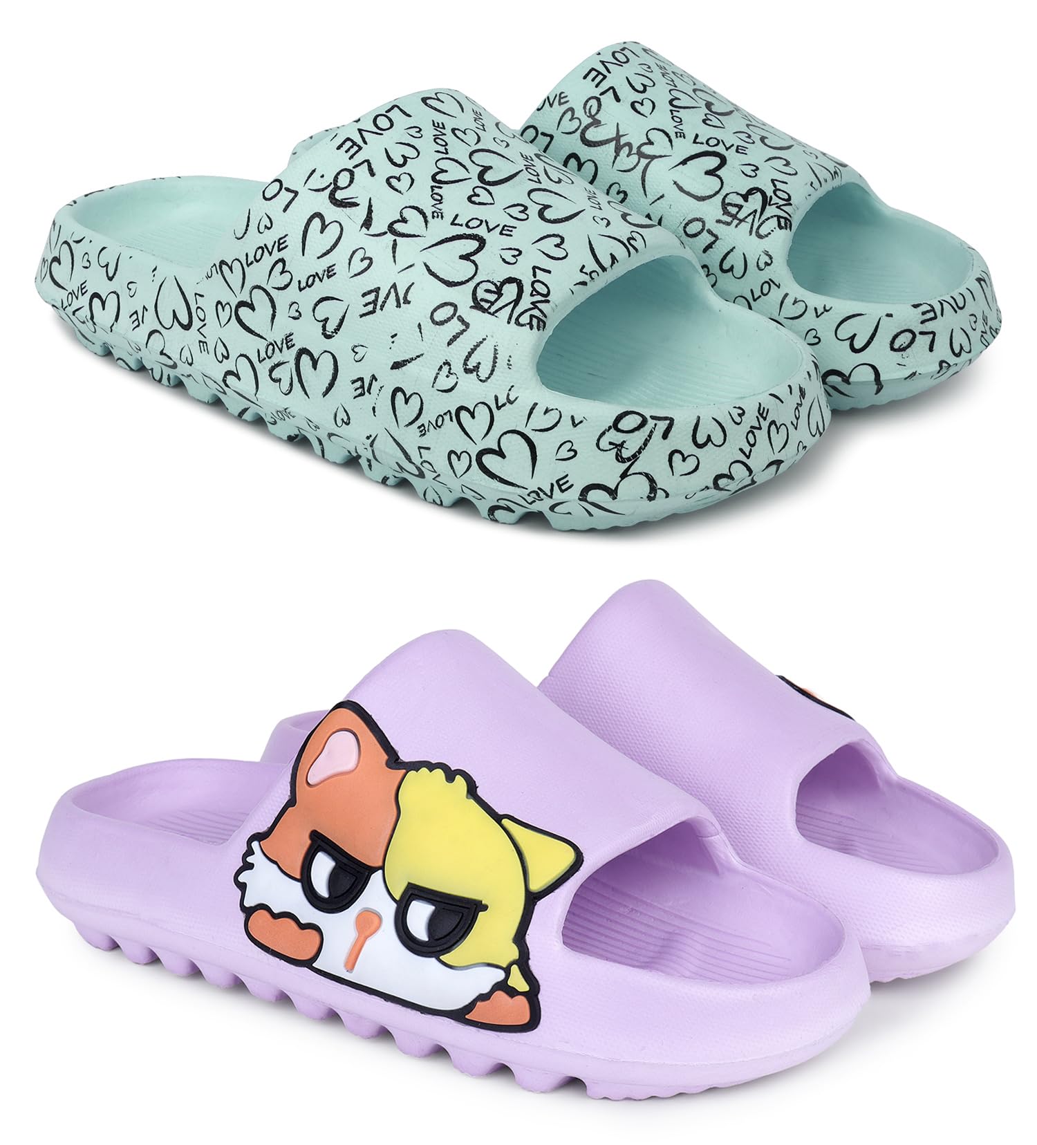 pampy angel Women Combo Pack of 2 Pairs of Slides Flip Flops Slippers Pika Love-picture-51