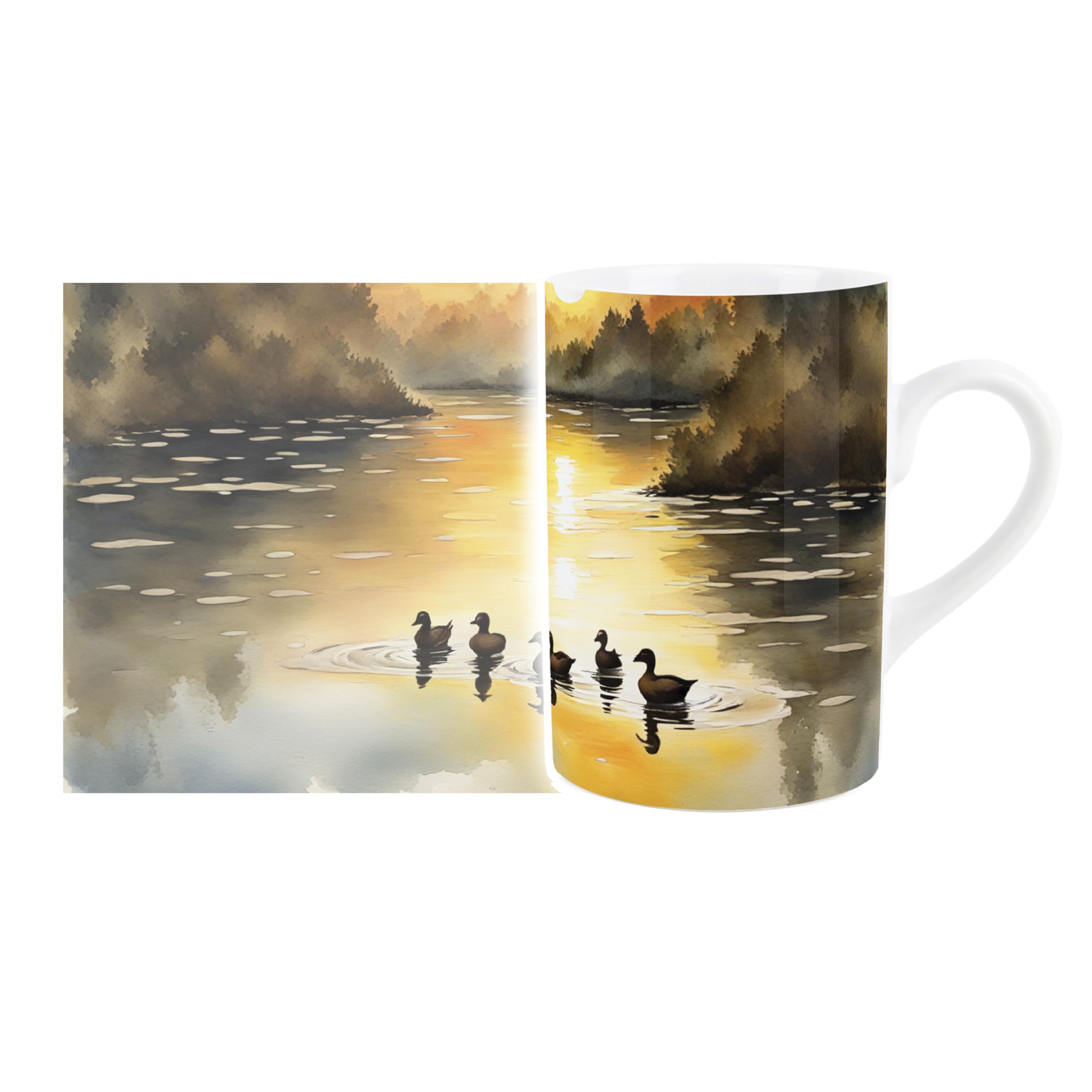 Purely Home River Ducks British Wildlife Mug - Countryside Animals/Birds Artwork - Tea Coffee Hot Drinks Ceramic Mug Gift/Present