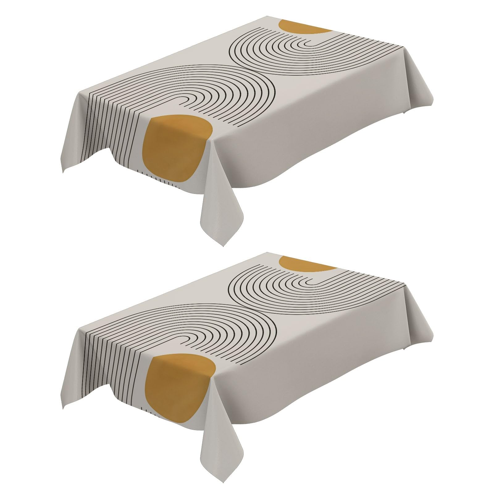 Nappe De Table 2Pcs Rectangulaire Lignes géométriques 140x220 cm Nappes Antitache Nappe Epais Facile à Nettoyer Essuyable RéSistante Et Lavable pour La Cuisine, Anniversaire Et Salon - Couleur Claire